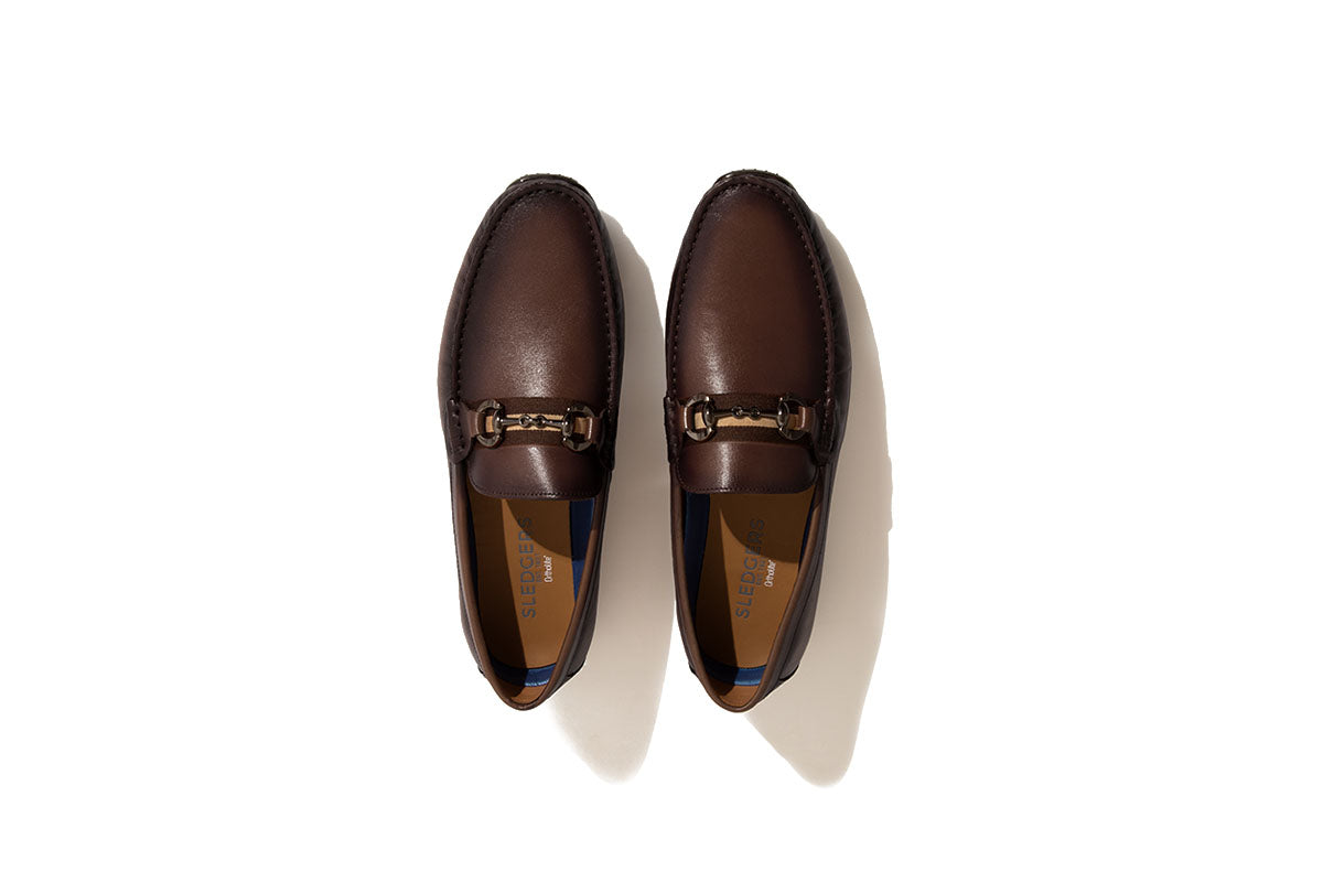 Sledgers Bretton Horsebit Driving Shoe - Coffee