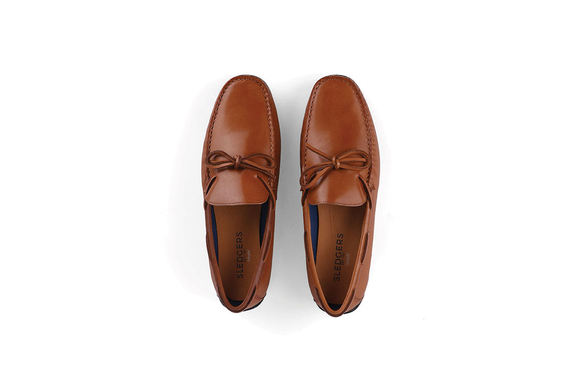 Sledgers Duchesne Ribboned Driving Shoe - Brown