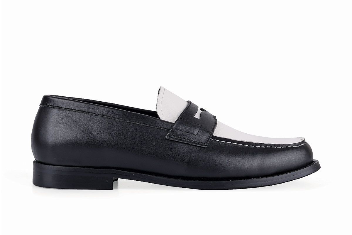 Sledgers Noel Classic Penny Loafers - Two-toned Black and White