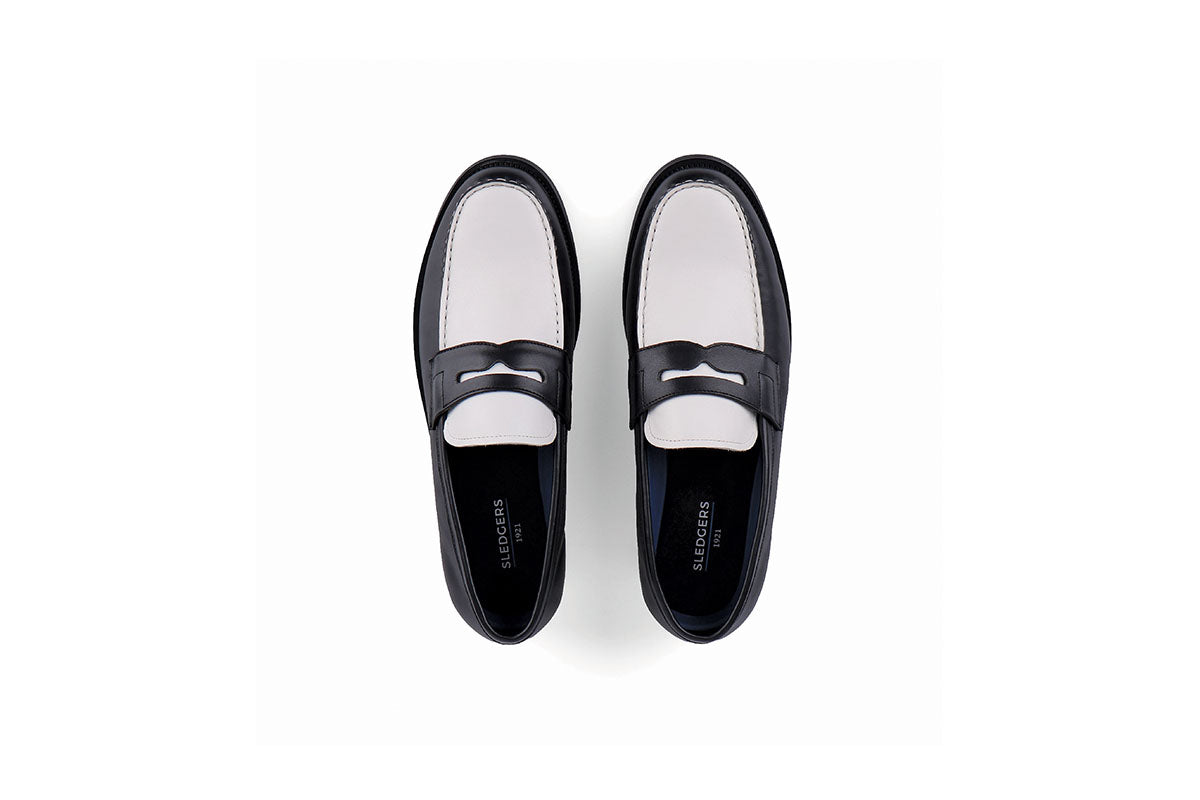 Sledgers Noel Classic Penny Loafers - Two-toned Black and White