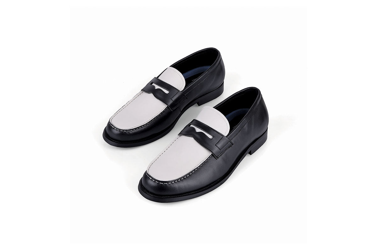 Sledgers Noel Classic Penny Loafers - Two-toned Black and White