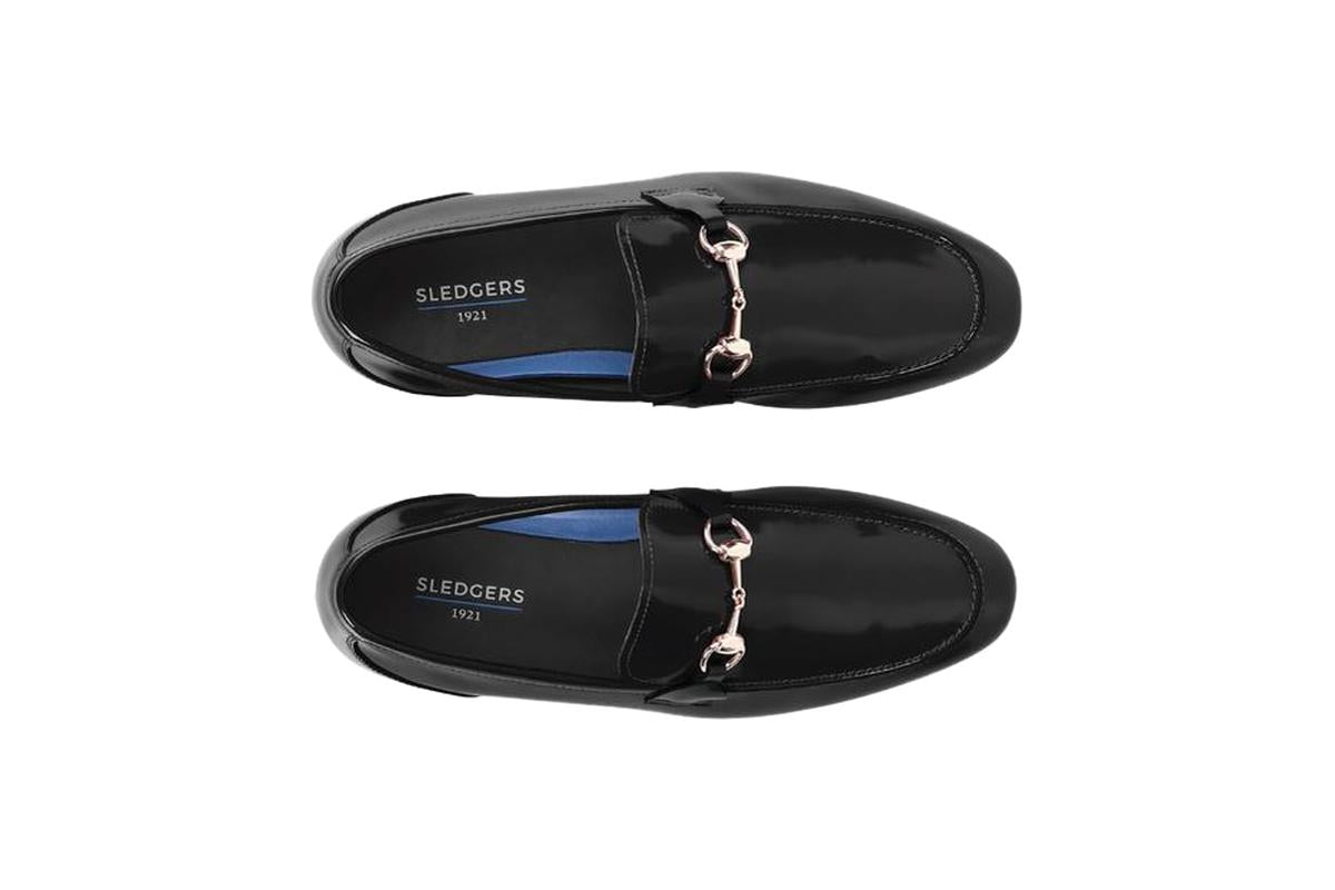 Sledgers Dillon Shiny Horsebit Loafers - Black