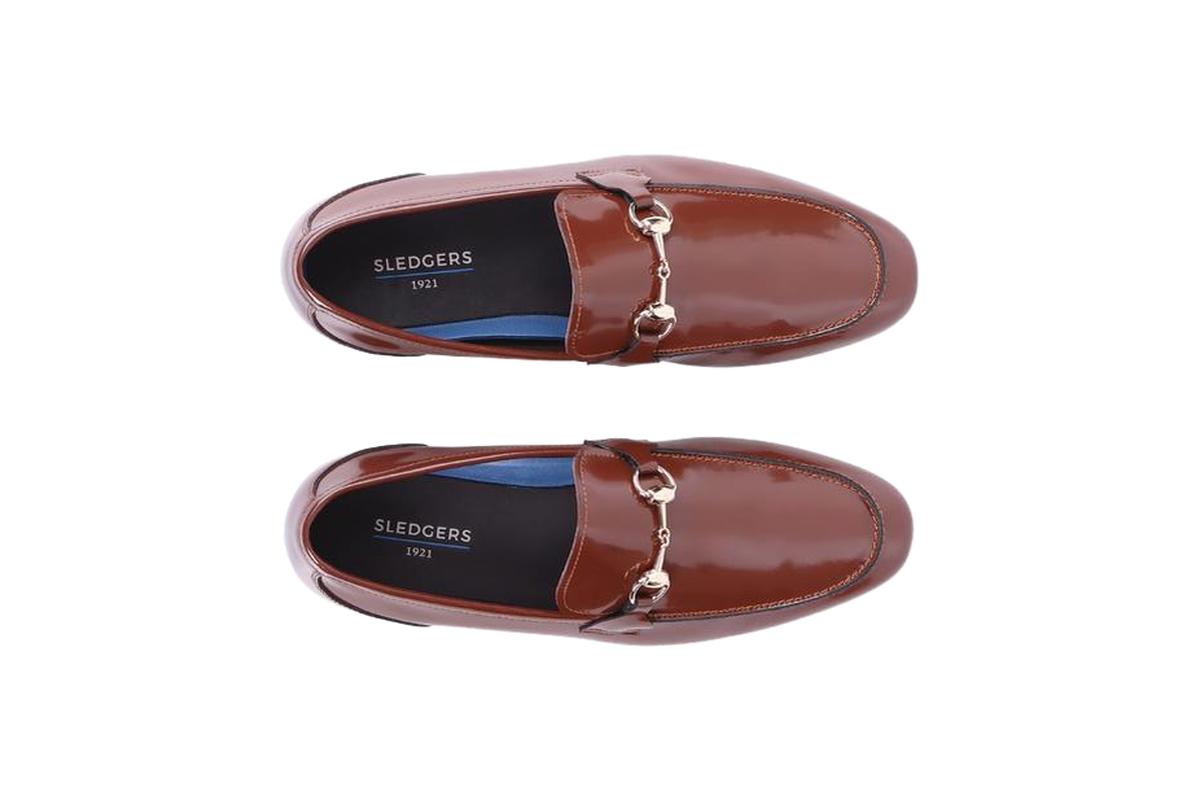 Sledgers Dillon Shiny Horsebit Loafers - Brown
