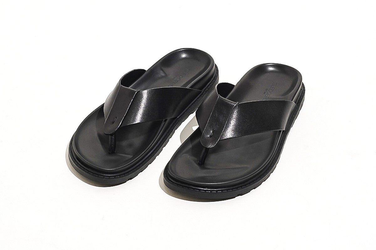 Tung Black Thong Sandals